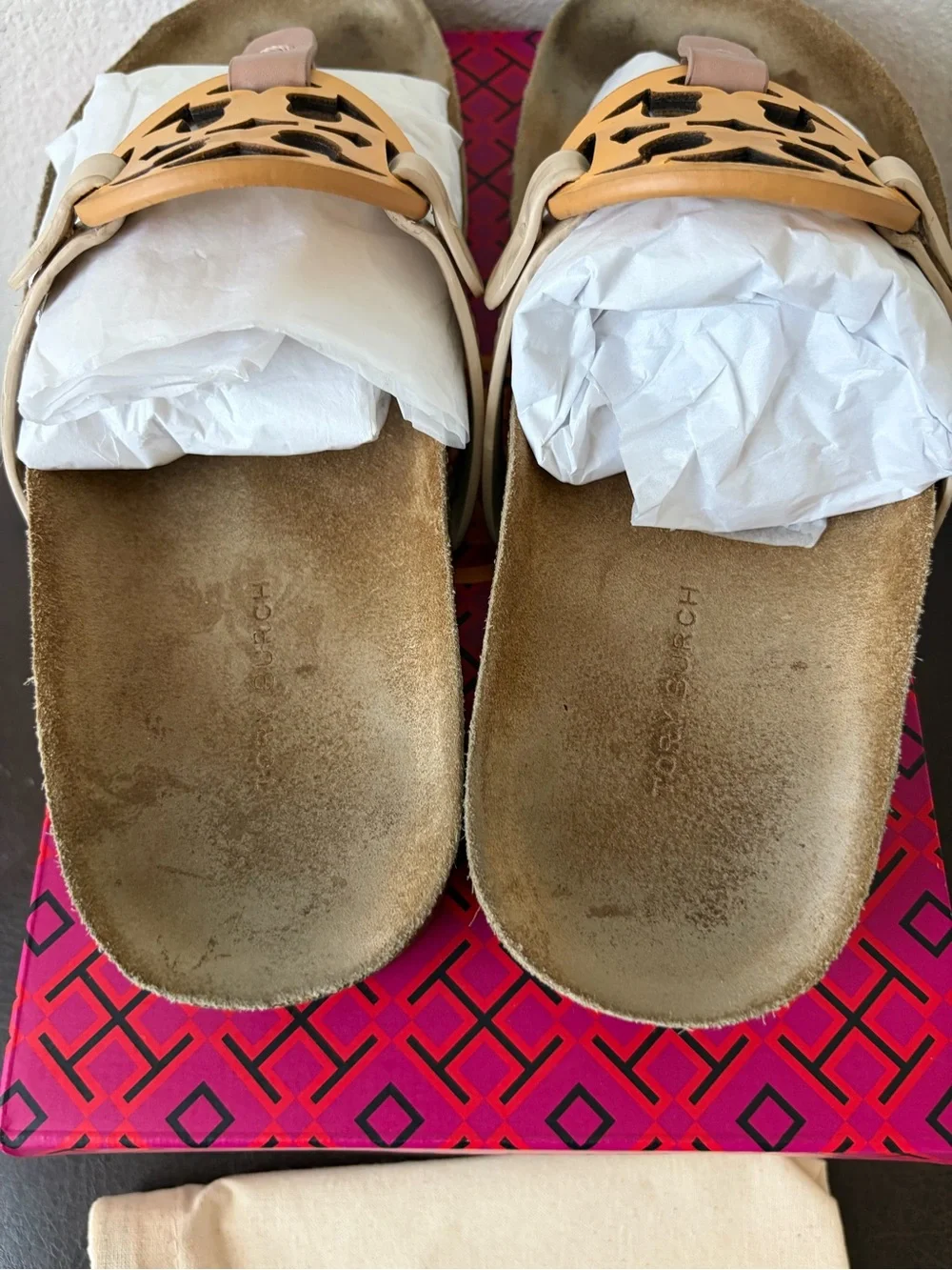 Tory Burch Miller CLOUD Sandals Calf Leather Multi Color Cork 7.5